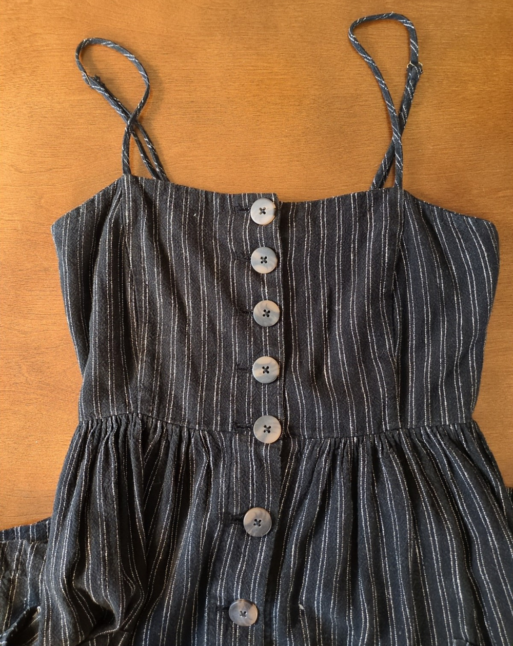 Forever 21 Contemporary Midi Dress Spaghetti Straps Linen Blend Button Front XS